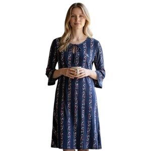 Ralph Lauren Nightgown Medium Blue Floral Sleep Dress 3/4 Sleeve NWT